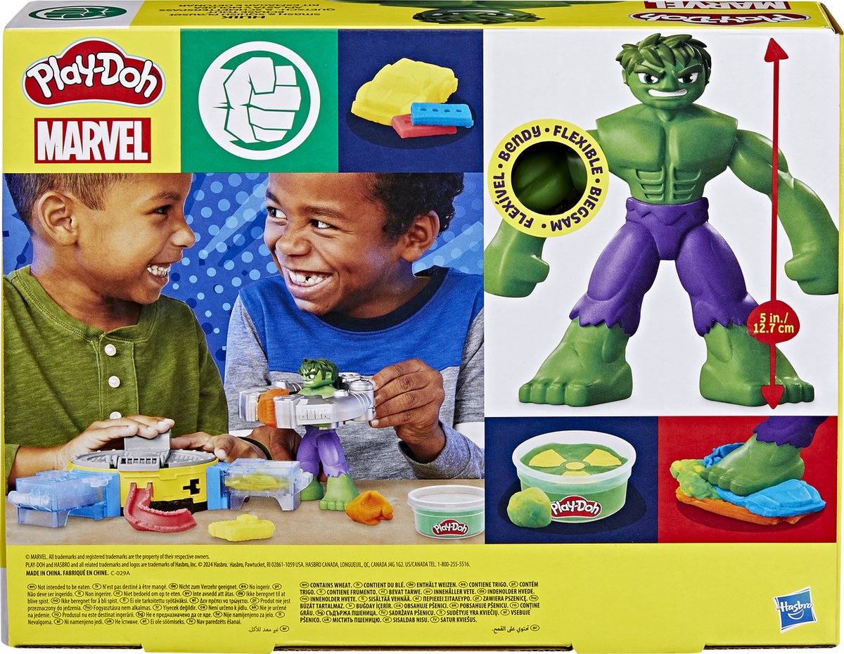 Play-Doh Marvel Hulk Pletpret Speelset - Boetseerklei - Inclusief Hulk figuur — afbeelding 7