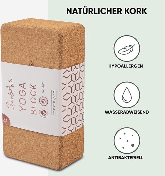 Premium Yoga Block Set van 2 van natuurkurk voor yoga en pilates - antislip en duurzaam van Merkloos — afbeelding 3