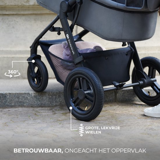 Kinderkraft MOOV 2 AIR - 3-in-1 Kinderwagen - Wandelwagen en kinderwagen - Grote opblaasbare wielen - TRAVEL SYSTEM met MINK PRO i-Size autostoeltje - Kap met UPF50+ filter - Accessoires: bekerhouder, muskietennet, regenhoes, tas voor ouders - Beige van Kinderkraft — afbeelding 2