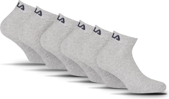 Chaussettes mi-haut gris chiné clair avec logo Fila bleu.