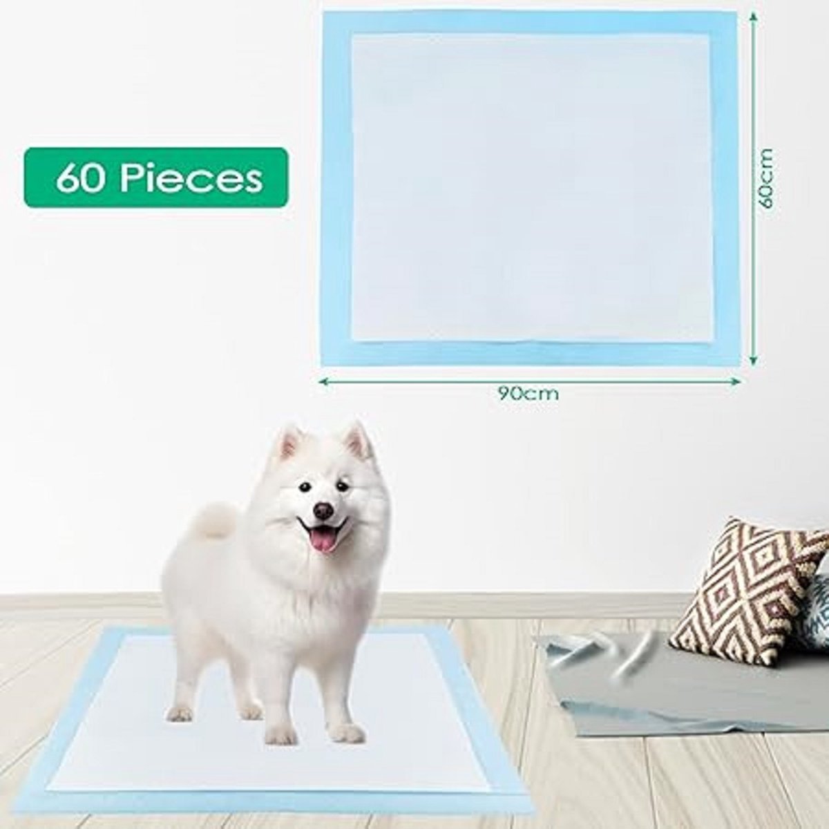 Pipi matten voor honden, trainingspads, aankleedpads, wegwerp-onderleggers, 60 x 90 cm /60