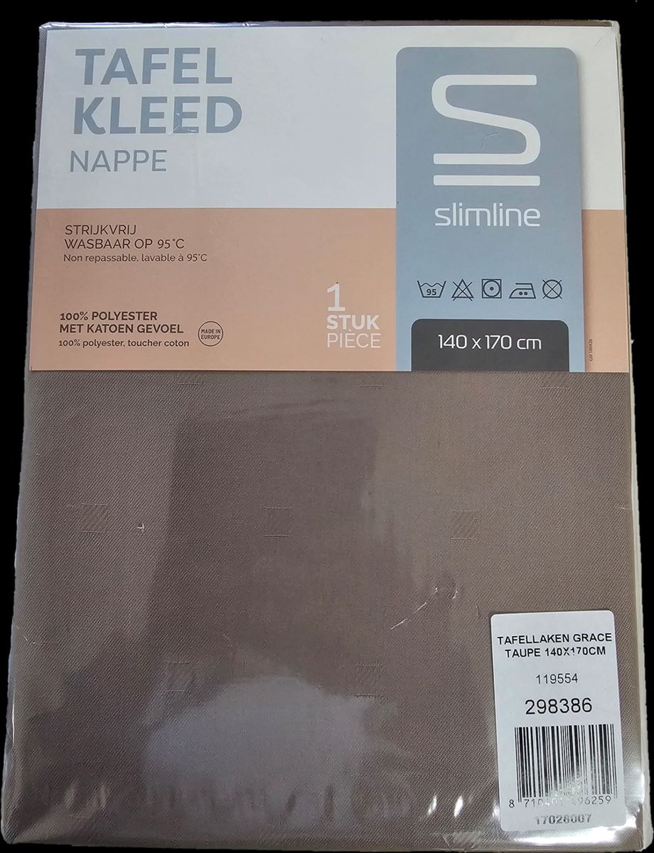 Slimline Premium Tafellaken Grace 140 x 170 cm, taupe - Per stuk