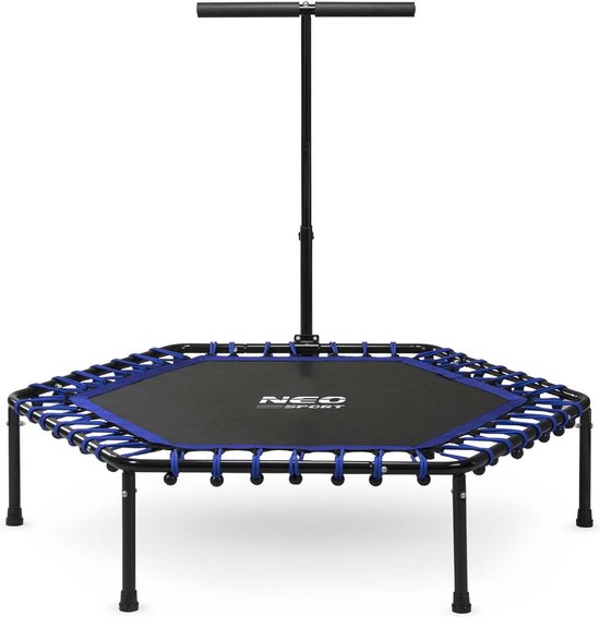 Neo-Sport fitnesstrampoline met handvat 127 cm - zeshoekig blauw