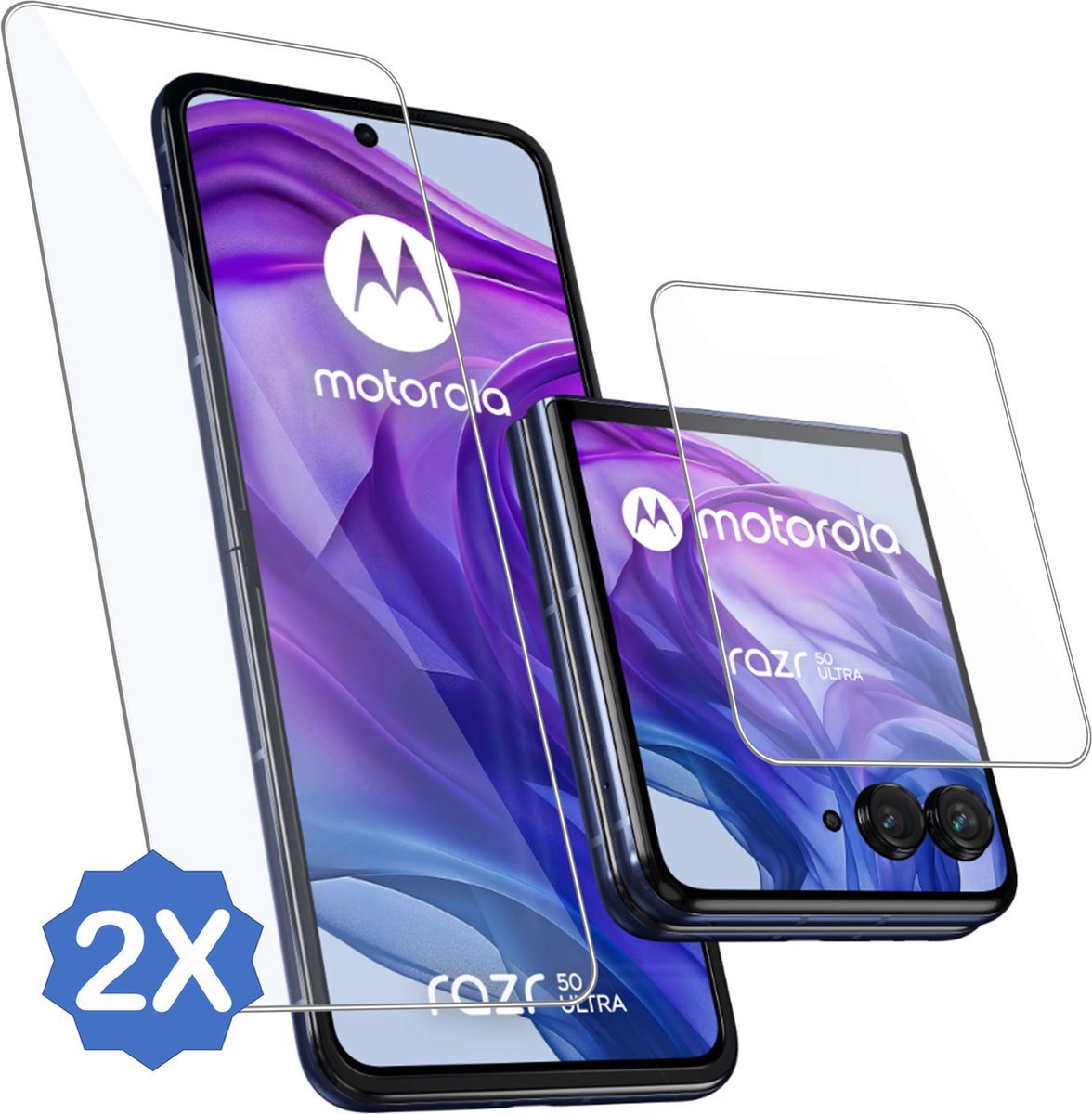 2x Geschikt voor Motorola Razr 50 Ultra - Screenprotector - Beschermglas Folie