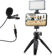 MOJOGEAR Video KIT / vlog set : Mini trépied + support téléphone + microphone + lumière