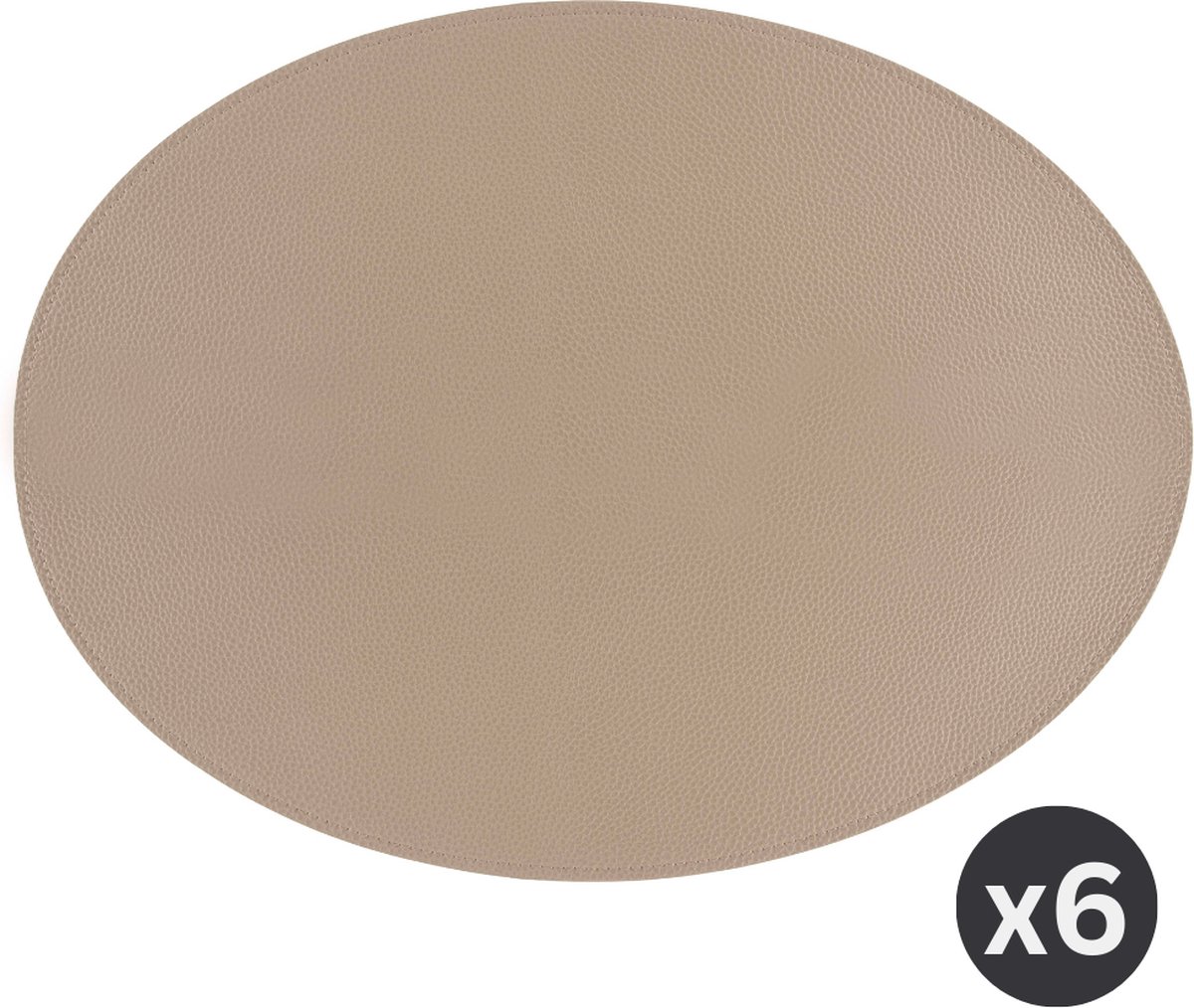 ZICZAC - Placemat TRUDO - SET/6 - lederlook - 33x45 cm - Ovaal, zand