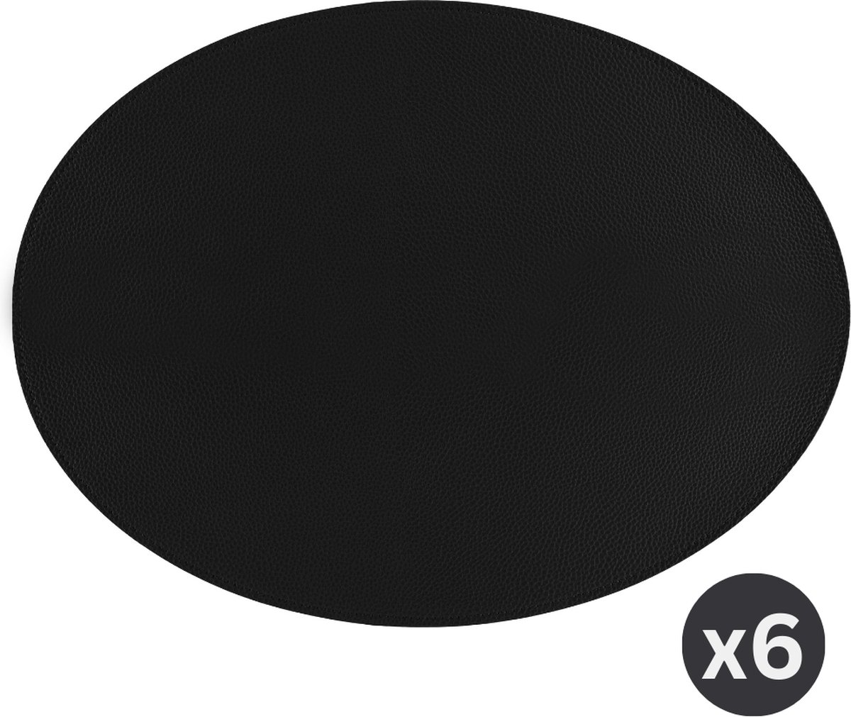 ZICZAC - Placemat TRUDO - SET/6 - lederlook - 33x45 cm - Ovaal, zwart
