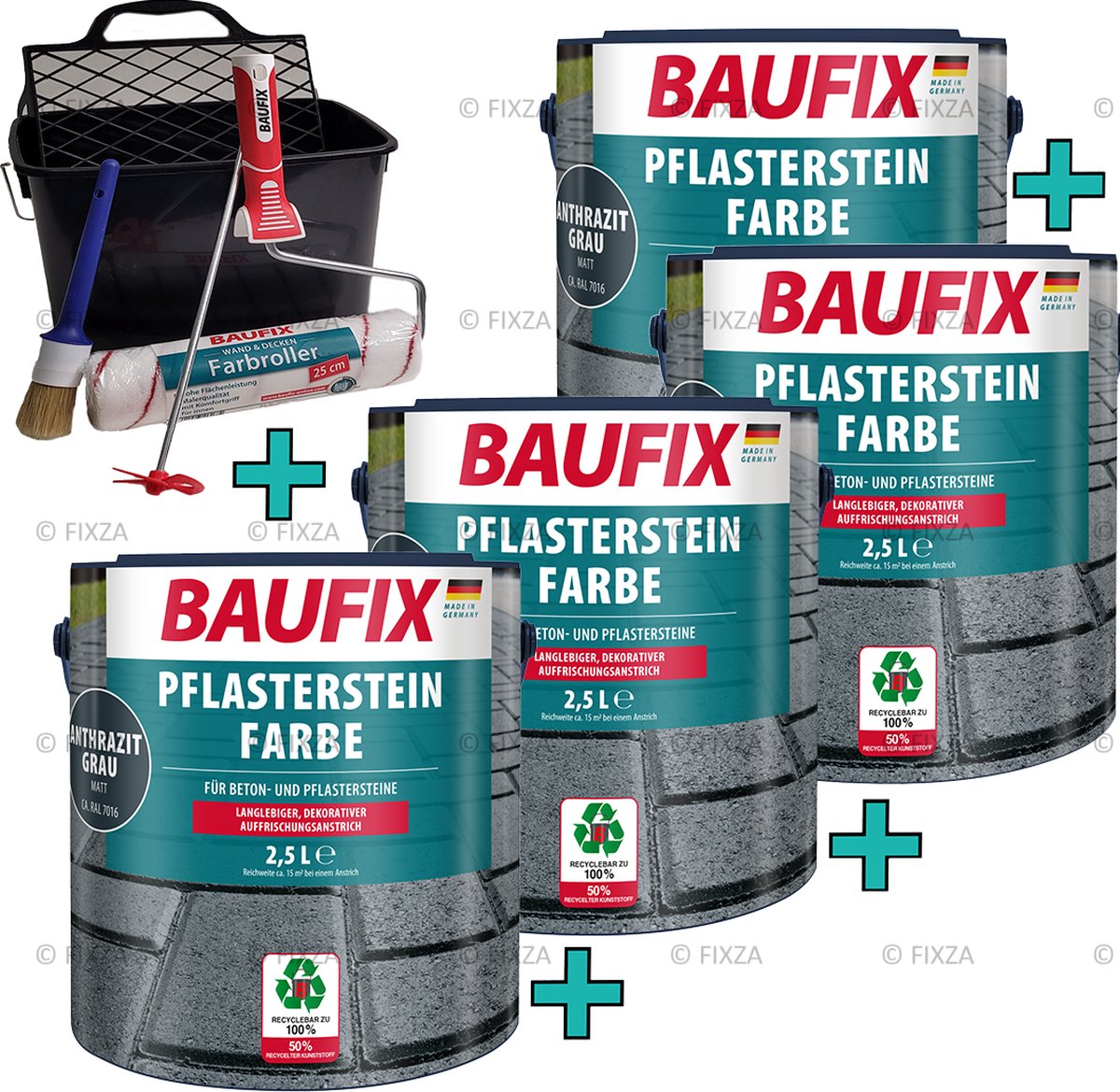 BAUFIX Impregnerende Tuintegel verf antraciet grijs + Verwerking set 30 m²