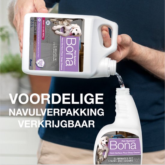 Bona Pet System Intensiefreiniger voor Harde Vloeren 1L - Huisdier Vlekkenreiniger en Geurverwijderaar - Urinegeur Verwijderaar - Stain Remover - Geschikt als Honden en Katten Spray