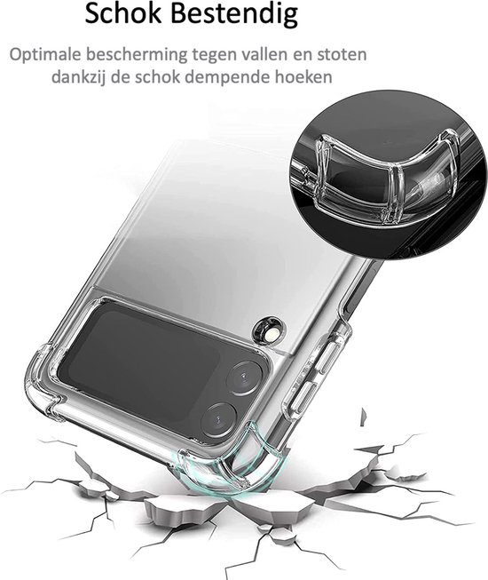 Transparant hoesje met schokabsorberende hoeken voor telefoon.