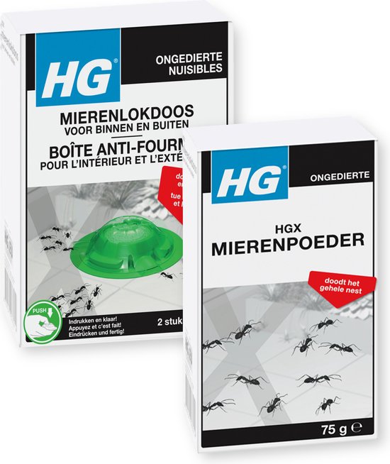 HG Mierenverdelgingsset - 1 x Mierenpoeder & 2 x Push Mierenlokdoos voor binnen & buiten - Mier - Verdelging - Mierenlokdozen - Mierenvergif