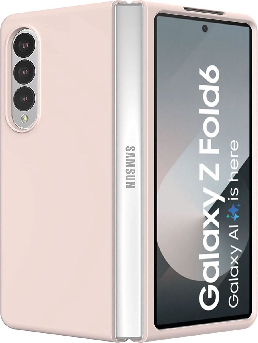 Geschikt voor Samsung Galaxy Z Fold 6 - Hoesje - Shock Proof Case – Suède Case Rosé