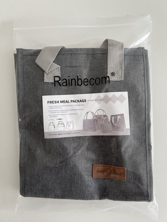 Rainbecom - Koeltassen - Lunchtas - 22.5x25.5x13 cm - 6 Liter - Grijs - Isolatie - 300D Kationisch Polyester - Klittenbandsluiting - Handvat Riem - Koeltas - Lunch Bag - Geïsoleerde Koeltas - Picknicktas van Rainbecom — afbeelding 2