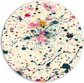 Bloemen wandbord - Planten schilderij - Rond schilderij Verfspatten - Klassiek schilderijen - Wanddecoratie rond - Decoratie kamer muurcirkel aluminium 70x70 cm