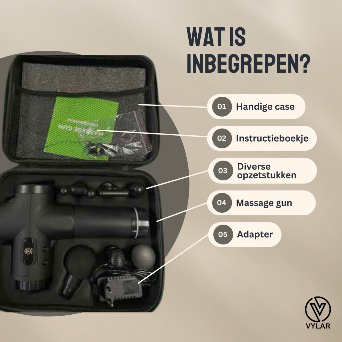 Vylar Massage Gun Professioneel - Inclusief Koffer en 6 - afbeelding 3