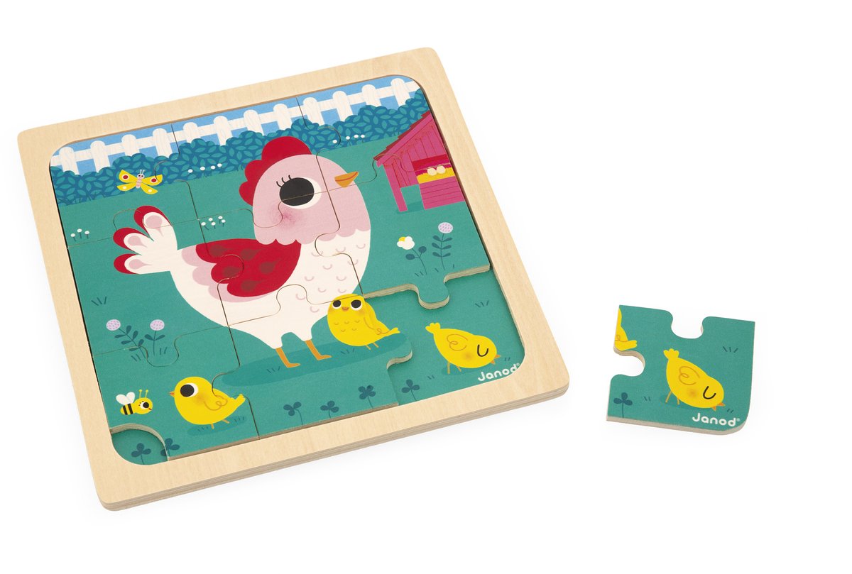 Janod puzzel kip Henriette 9 stukjes