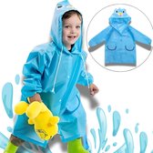BoefieBoef Beer Regenjas Regenponcho Peuter & Kleuter 2-6 Jaar (maat 120) – Waterdichte Kinderregenjas met Capuchon – Lichtgewicht jas Regenpak Fietsen Buiten Spelen – Regen - Knutseljas - jas - cadeau jongens en meisjes - blauw dier animal