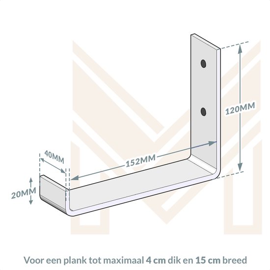 Marcellis - Support d'étagère industriel - Pour étagère 15cm - blanc mat - acier - matériel de montage + embout de vis inclus - type 4