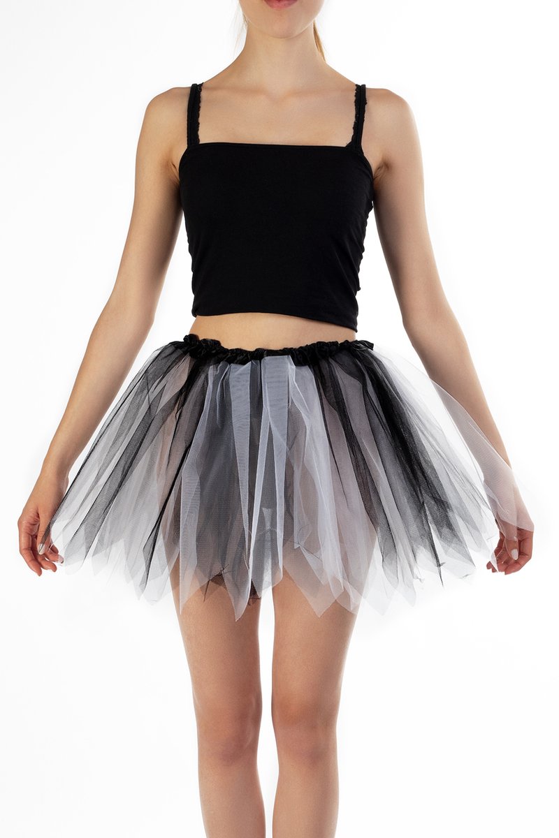 KIMU Tutu Zwart Wit Tule Rokje Maat 98 104 110 116 Witte Petticoat Rok Kinderen . bol