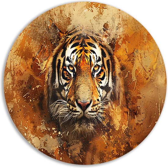 Tijger wandcirkels - Dieren muurcirkel - Wanddecoratie rond Achtergrond - Muurdecoratie klassiek - Wanddecoratie rond - Decoratie slaapkamer muurcirkel forex 60x60 cm