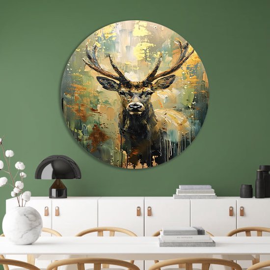 Décoration murale cerf ronde - Décoration murale Animaux ronde - Peinture Peinture Peinture - Décoration murale moderne - Cercles muraux - Décoration murale bureau cercle forex 50x50 cm