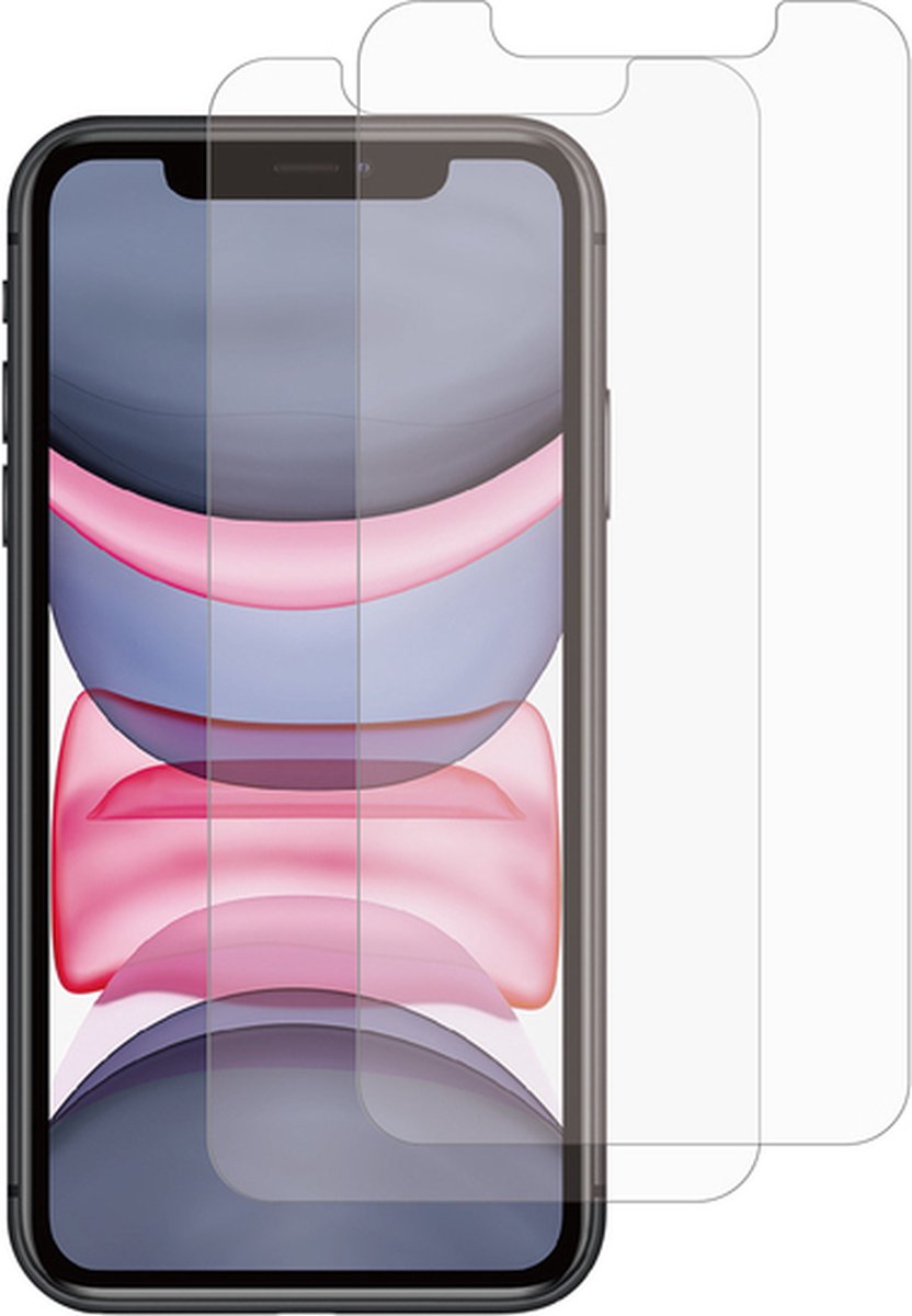 Myway, 2 Pak Aangemaakt Glas Geschikt voor Apple iPhone 11/XR Vlak Antikras, Transparant