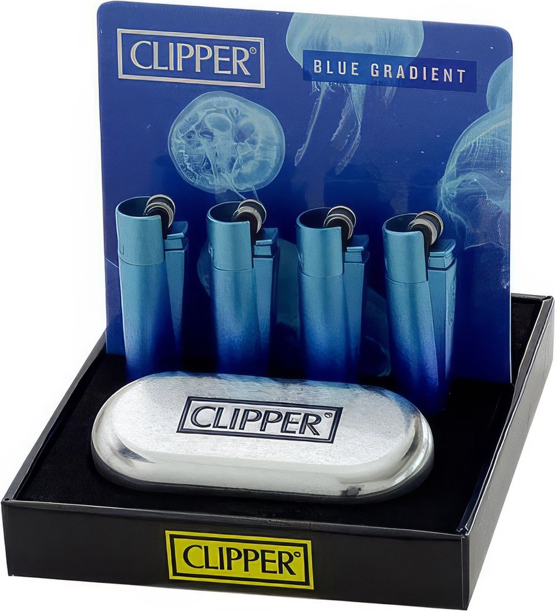 Clipper Large Metal Vuursteen aansteker - Blue Gradient + Giftbox