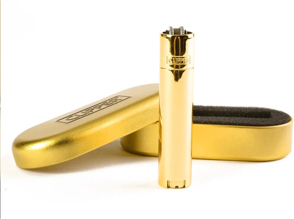 Goedkoopste Clipper - Metal Vuursteen aansteker - Gold Giftbox