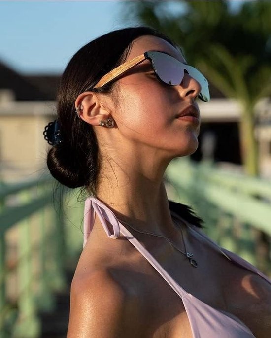 Kingseven - Vdear Black Oculos Sunglasses - Unisex Zonnebril - UV400 en Polarisatie Filter - Bamboe van Kingseven — afbeelding 4