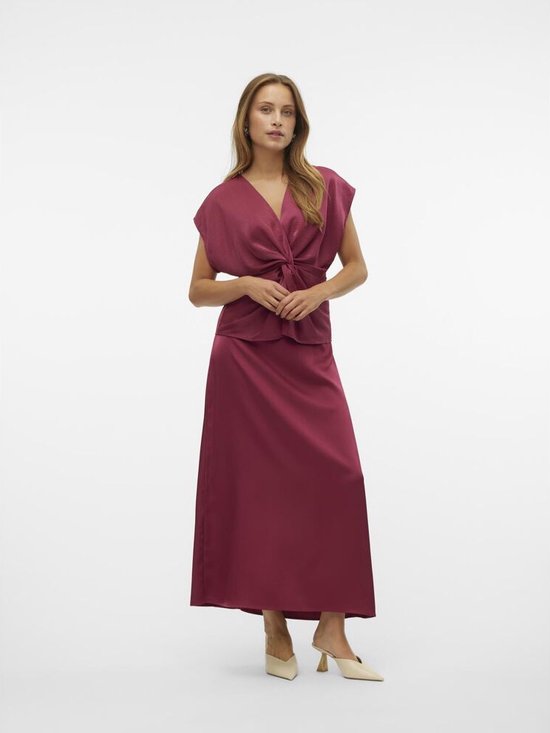 Vero Moda Vmopaula Mw Jupe Longue Rouge Plum BORDEAU L