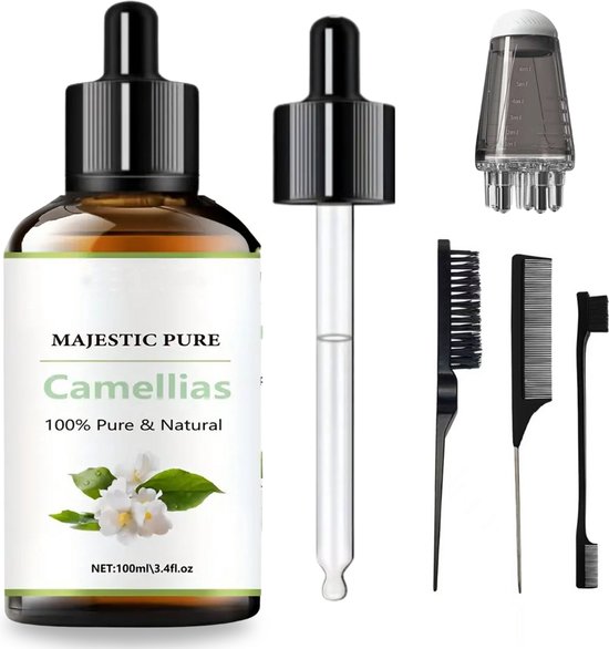 Foto: Pureoil kamille olie 100ml 100 puur natuurlijk incl applicator olie kammen camelia oil voor haar huid gezicht en nagels verminderd rimpels anti acne haargroei anti pluis anti roos vermindert ontstekingen