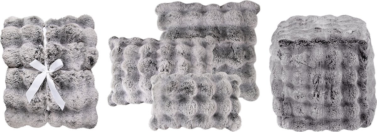 plaid teddy bobbel grijs 130x170cm