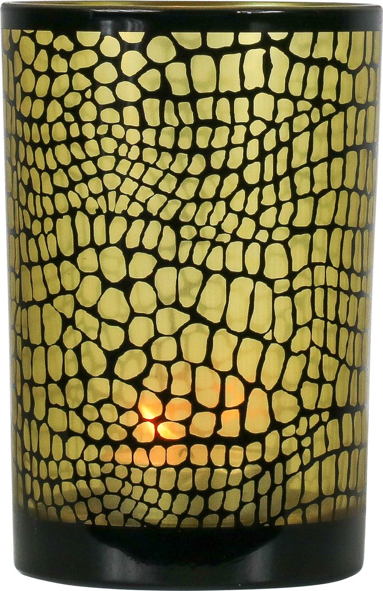 Mars & More Theelichthouder croco zwart large 18cm*