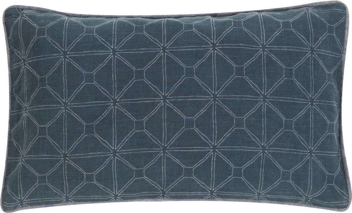 Linen & More Graphic Stonewash Indigo Kussen -30 X 50 Blauw