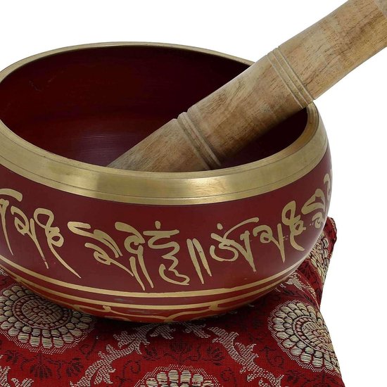Prachtige rode Tibetaanse zingende kom 5 Inch - ideaal voor meditaties en geluidsgenezing singing bowl set van Prachtig — afbeelding 2