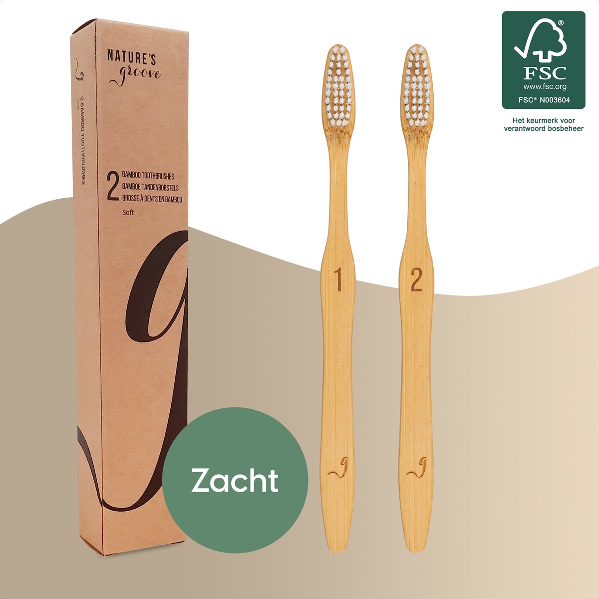 Goedkoopste NATURE’S groove® Bamboe Handtandenborstels Soft - 2 Stuks - Houten Tandenborstel - Handmatig