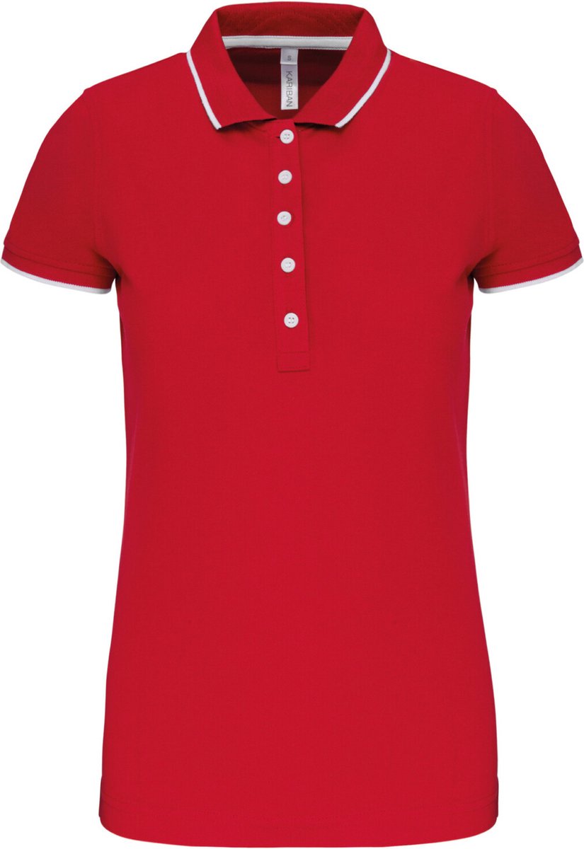 Kariban Damespolo korte mouwen K252 - Red / White / Navy - M
