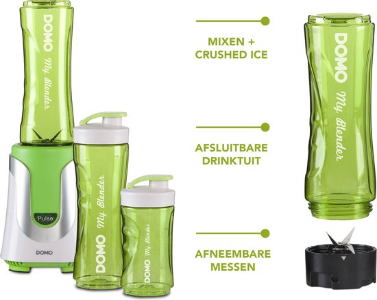 DOMO DO436BL 'My Blender' - Drinkflessen 300ml + 600ml - Blender To Go - Groen van Domo — afbeelding 2