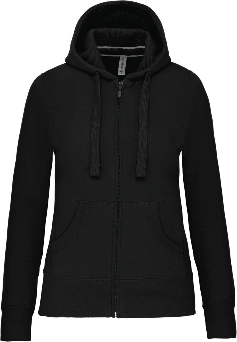 Kariban Damessweater met rits en capuchon K464 - Black - S