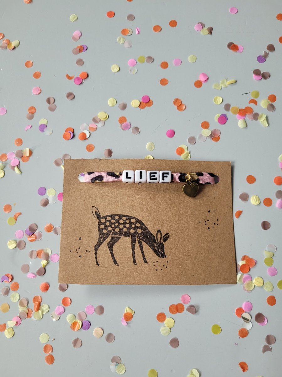 Goedkoopste lief - panter - roze - armband - ibiza stijl - hertje - bosdieren - letterkralen - juf - cadeautje