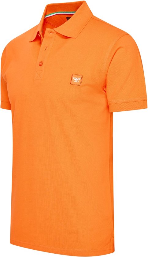 Foto: Cappuccino italia heren polo ss polo plain pique ek2024 oranje maat l