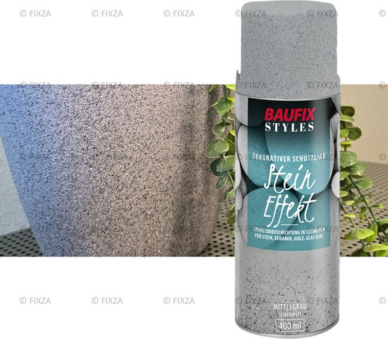 BAUFIX Steeneffect spuitverf middelgrijs graniet effect 400 ml