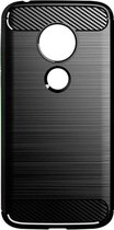 Shop4 - Motorola Moto G7 Play Hoesje - Zachte Back Case Brushed Carbon Zwart