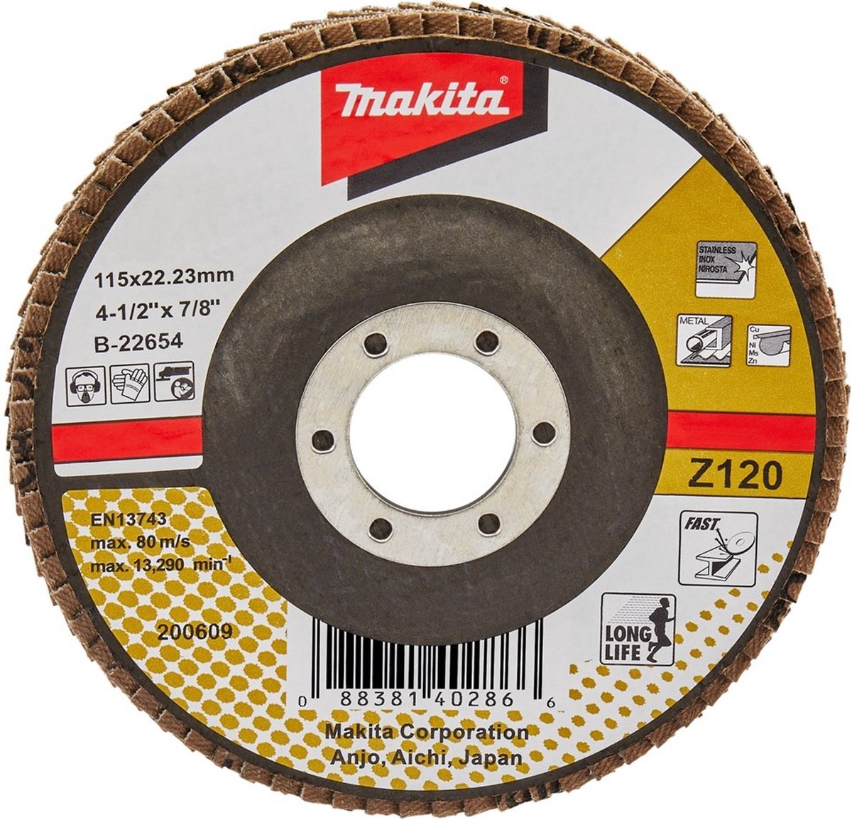 Makita B-22654 Lamellenschuurschijf Z120 | 115mm