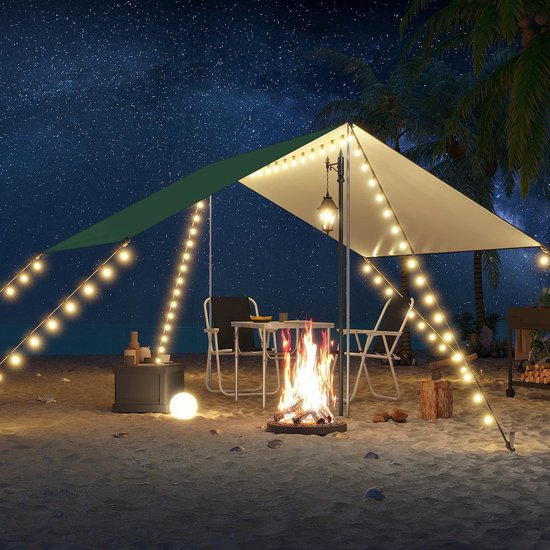 Bloominggoods® Outdoor Draagbaar Zonnescherm Met Opbergtas - Tarp - Tent - Zijl - Luifel - Waterdicht - Kamperen - 300*300cm - 3-4 Personen -Leger groen van Bloominggoods® — afbeelding 4