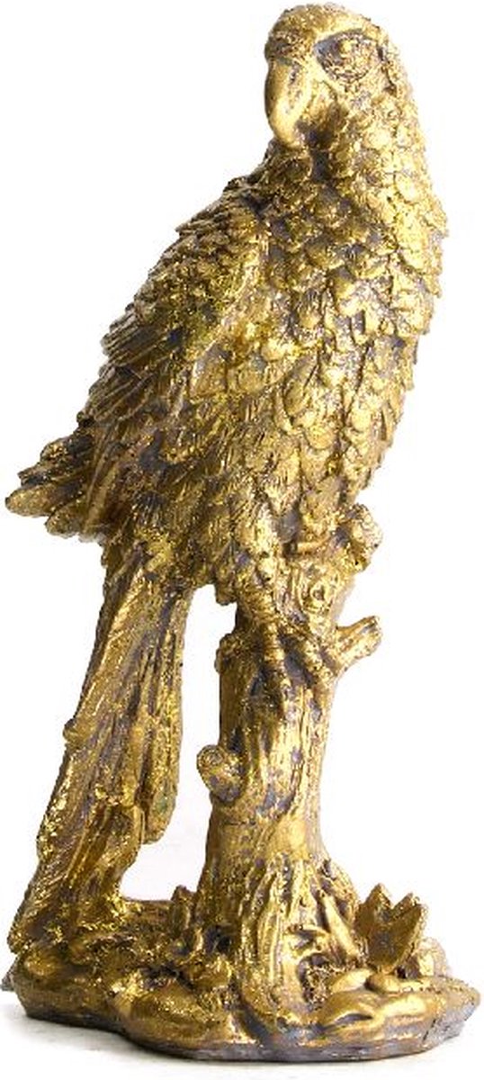 Vogel polyresin - 11x7.5x20cm- Goud - Vogel standbeeld - Dier decoratief - Decoratie - Woonacessoires - Ornament - Home decoratie dieren - Beeld - La Florista