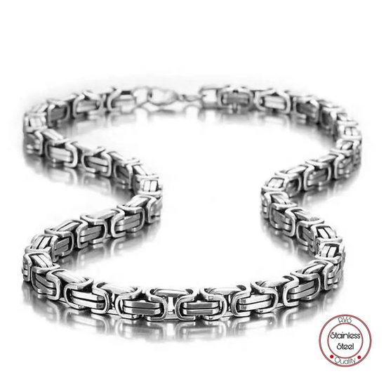 Collier Borasi King Couleur argent | ACIER INOXYDABLE | 5mm | 60cm | Collier homme | Bijoux |