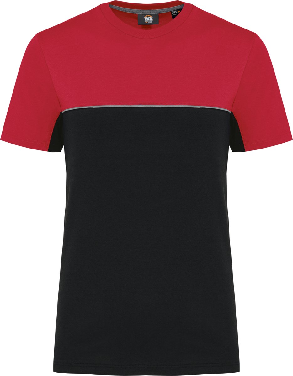 WK. Designed To Work Ecologisch tweekleurig uniseks T-shirt met korte mouwen WK304 - BLACK / RED - XS