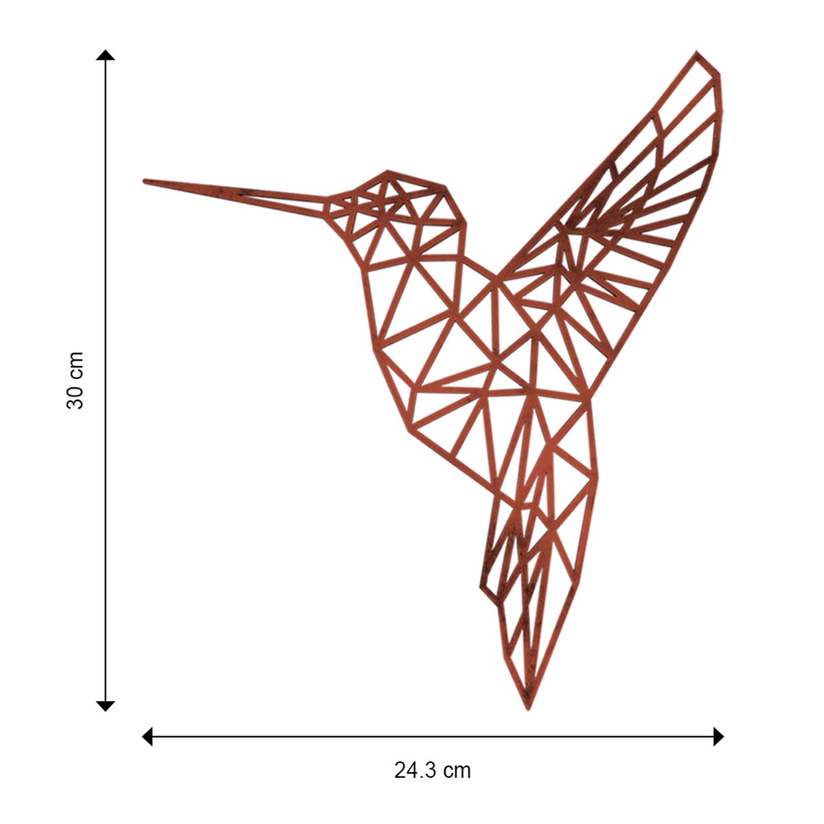 Capra Design | Kolibrie | Geometrisch | Cortenstaal | Tuindecoratie | Roestkleurig | Wanddecoratie | Hummingbird | Decoratief | 30 cm | Industrieel | Wall Art
