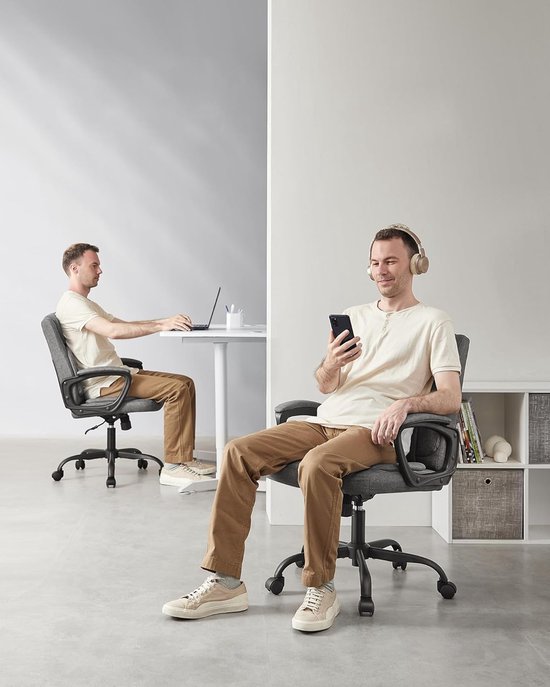 Chaise de bureau - Fauteuil de direction - Avec fonction berçante - Grijs